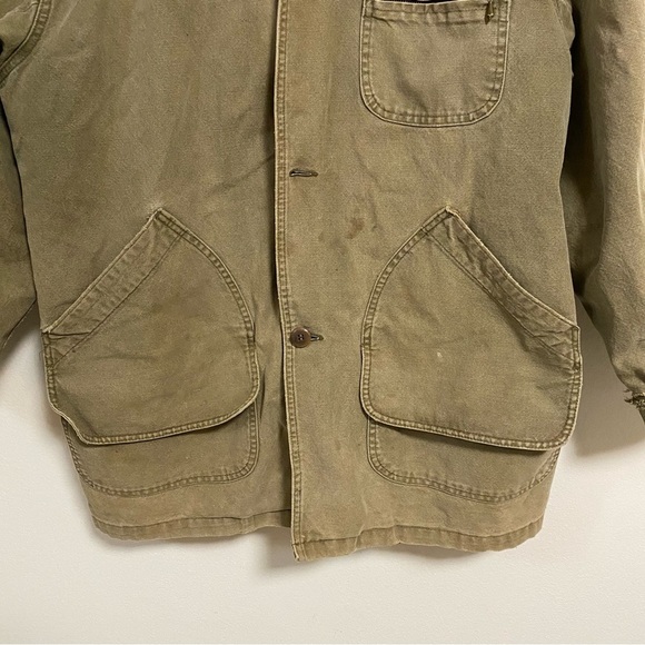 L.L. Bean Jacket Men's XL Tall Distressed Olive Green Barn Chore Coat lined - Picture 4 of 15